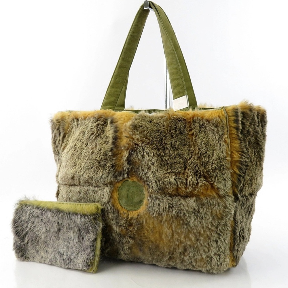 CHANEL Rabbit Fur Tote - Olive and Tan - Picture 1 of 16